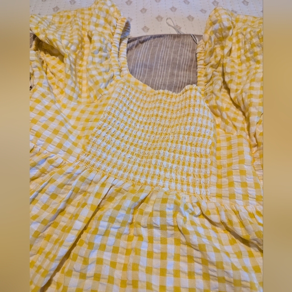 Old navy gingham yellow puff sleeve dress 2x nwt - Picture 10 of 12